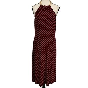 Lauren Ralph Lauren Halter Dress in Red & Navy Diagonal Stripes - Sz 10